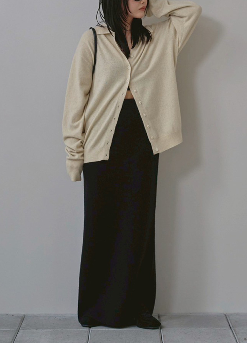 毛混針織POLO領上衣